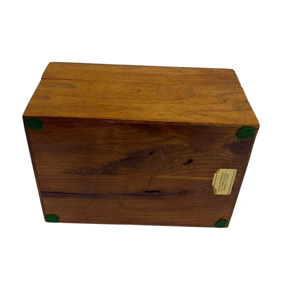 Vintage Hand Carved Wooden Recipe Box Dots Recipes Rustic Kitchen Decor Brown